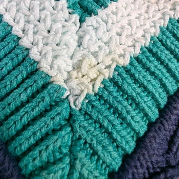 Vintage Cotton Sweater – L Teal/Green Cricket V-Neck Cable Knit READ - Picture 4 of 8